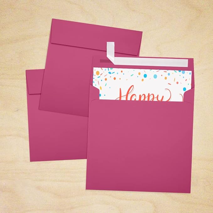 LUXPaper Square Invitation Envelopes | Peel & Press | 6 1/2" x 6 1/2" | Magenta - Image 7