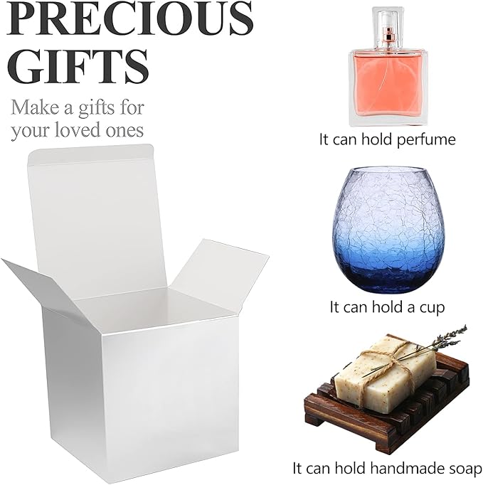 COTOPHER Small Gift Boxes 25 Pack 5x5x5 inches Silver Gift Boxes - Image 2
