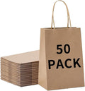 BAG BOX 50 Pack 5.9x3.1x8.25 Inch Brown Gift Bags by BAGBOX