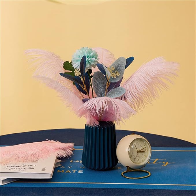 NEWONG 30pcs Light Pink Ostrich Feathers Natural Bulk 9-12inch Vase Craft - Image 8