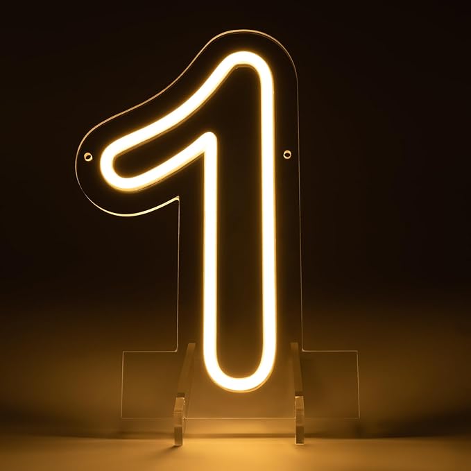 Number 1 LED Neon Sign Backdrop Birthday Party Decoration, 11.3" Height Warm - Image 4