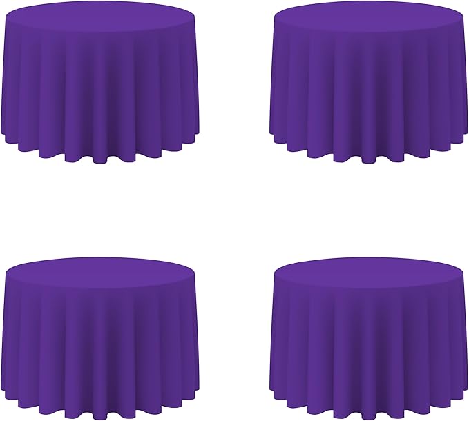 BRILLMAX 4 Pack Purple Round Tablecloths 108 Inch by BRILLMAX