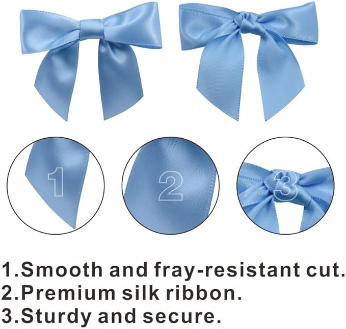 2.5" Hgzgch Light Blue Satin Ribbon Bow - Image 3