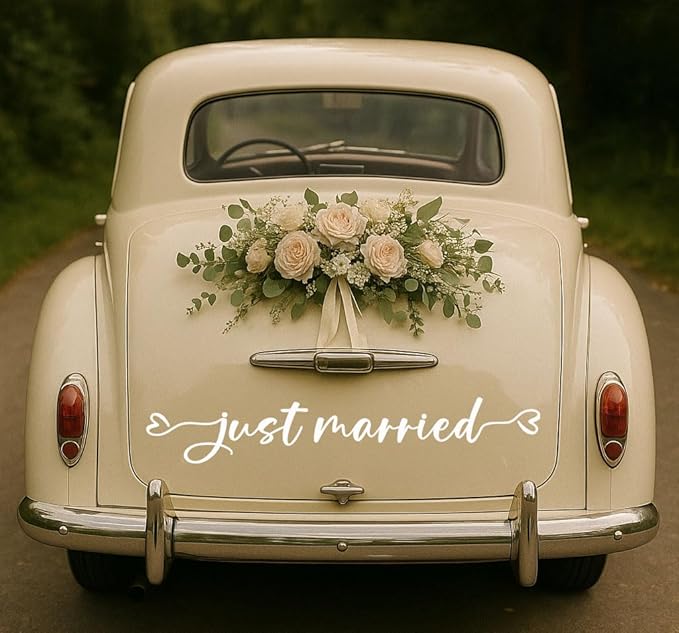 Just Married Car Decal – Wedding Bumper Sticker - Image 2