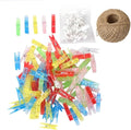 100pcs Mini Clear Hanging Photo Clips + 30m Twine by TFu