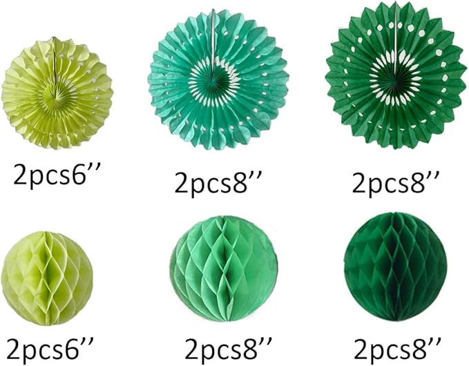 12pcs 6’’ 8’’ Honeycomb Balls Tissue Paper Fans Party Honeycomb Ball Fans Wall - Image 2