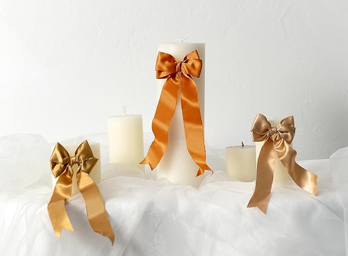 Orange Satin Ribbon Double-Faced Wired Ribbons - Image 5