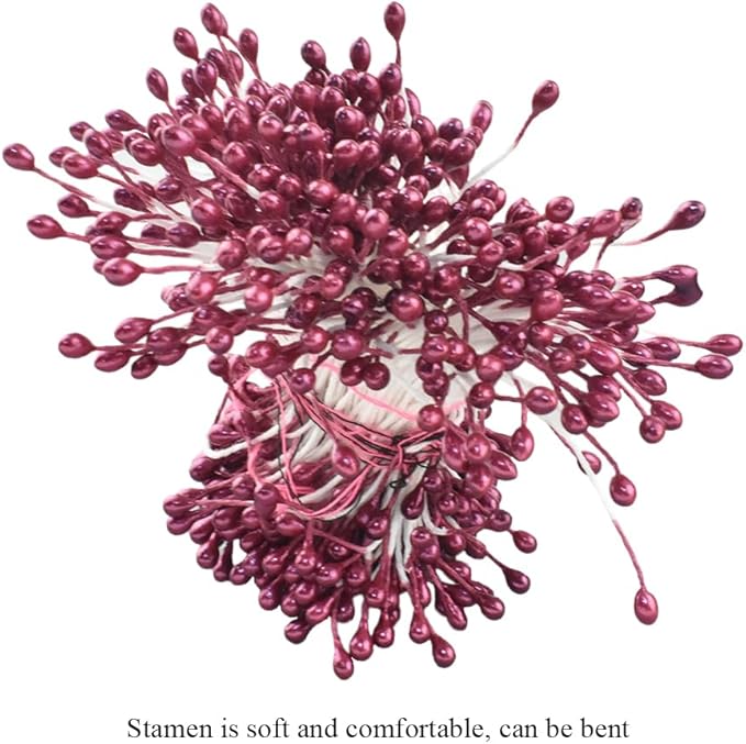 HAHIYO 700Pcs 3mm Dark Purple Pearl Double Head Flower Stamen Pistil - Image 4