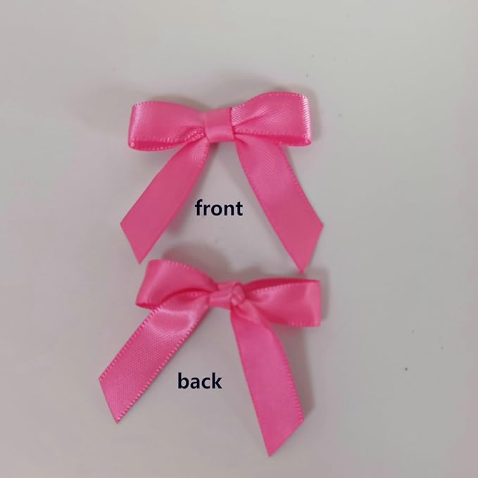50pcs 1-1/2" Mini Hot Pink Satin Ribbon Bows Without Twist Ties - Image 4