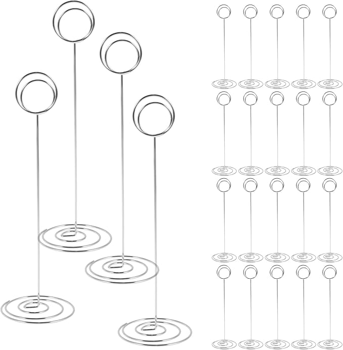 24 Pcs Table Number Holder 8.66inch Tall Metal Iron Place Card Holder by Unknown