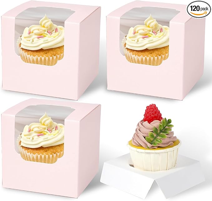 JCD 120 Pcs Individual Pink Cupcake Box by JCD
