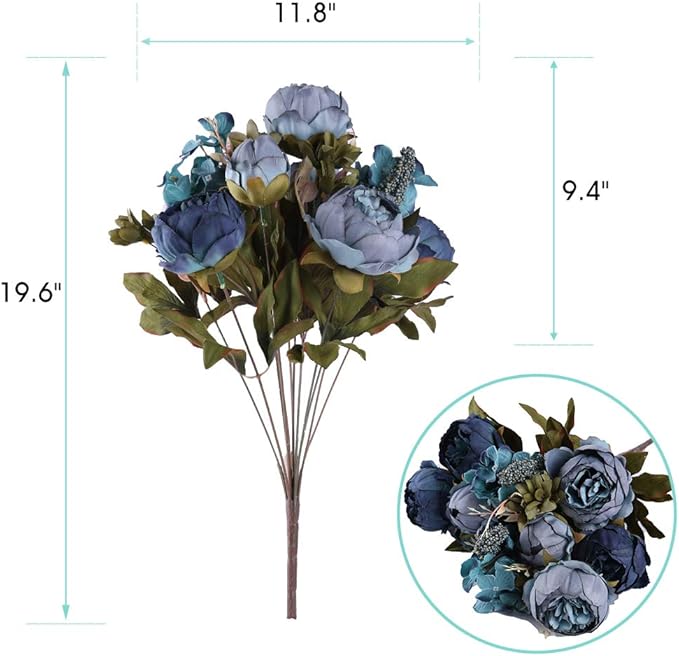 Kimura's Cabin Fake Peonies 2Bouquets Faux Silk Flower Vintage Artificial Peony - Image 3