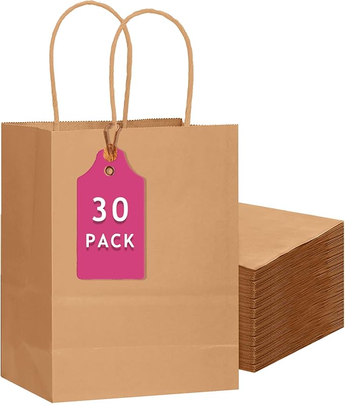 qiqee 30-Packs Brown Gift Bags by Qiqee