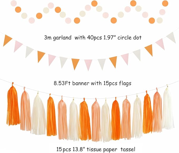 Orange-Beige Peach Fall-Boho Thanksgiving Party-Decorations - Image 3