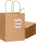 qiqee 100-Packs Brown Paper Gift Bags by Qiqee