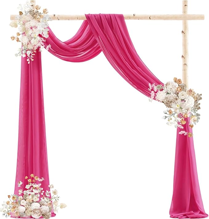 Hot Pink Wedding Arch Draping Fabric 29" x 20 FT Wedding Drapes - Image 2