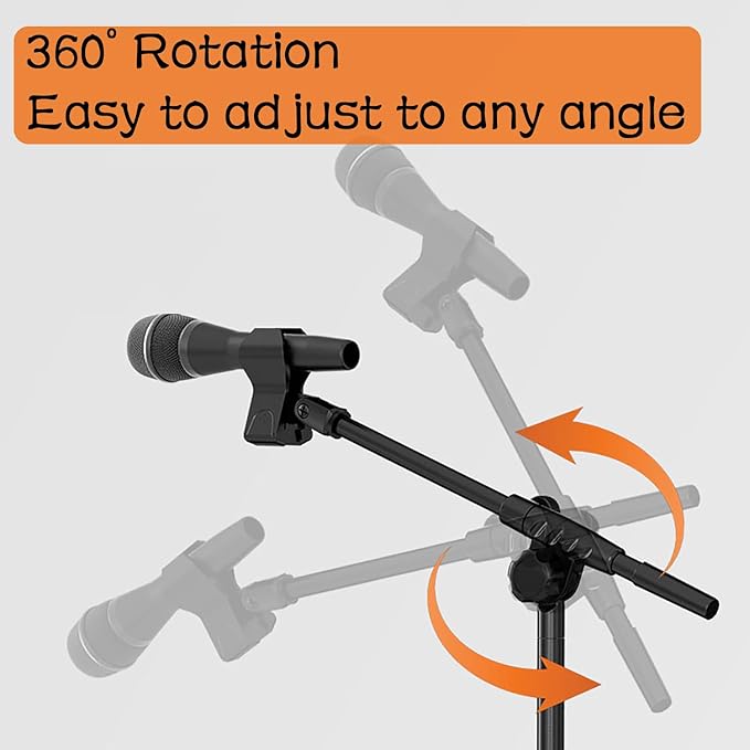 Mic Stand Floor with Boom Arm Microphone Stand with Heavy Weighted Base - Image 3