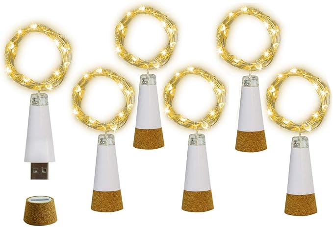 NeoJoy Rechargeable Wine Bottle Lights, LED Cork Lights USB Fairy String Lights by NeoJoy