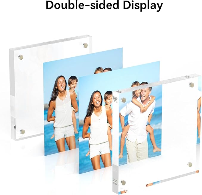 4x4 Acrylic Picture Frames, 20mm Thick Clear Frameless Magnetic Photo Frames - Image 3