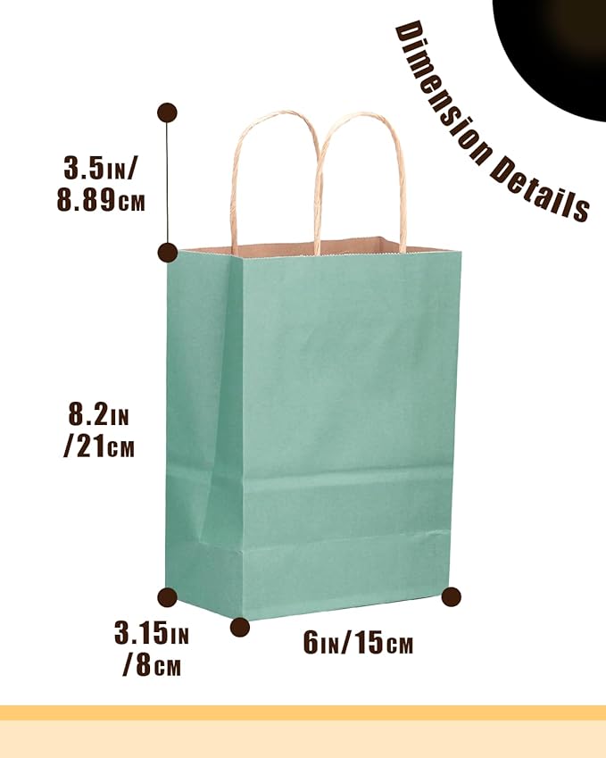 qiqee 50-Packs Gift Bag with Handles Bulk Kraft Light Blue Paper Bags Multiple - Image 4