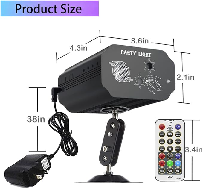 Mini Party Lights Dj Disco Strobe Stage Lights Sound Activated Laser Llights - Image 4