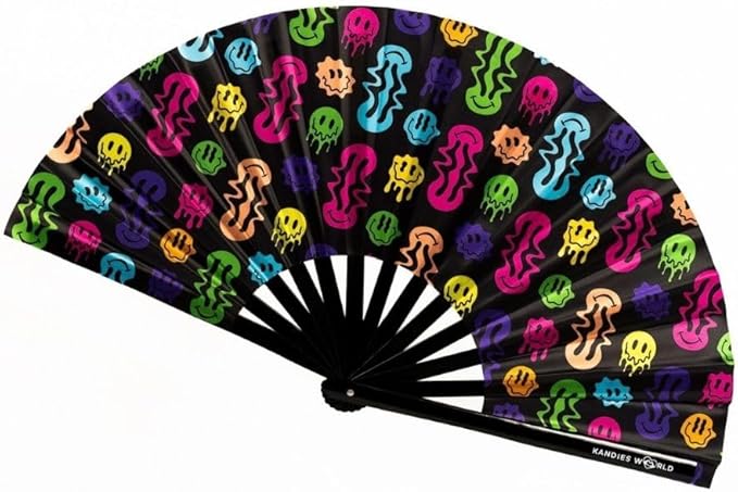 Kandies World UV Reactive Custom Festival Folding Hand Fan by KandiesWorld