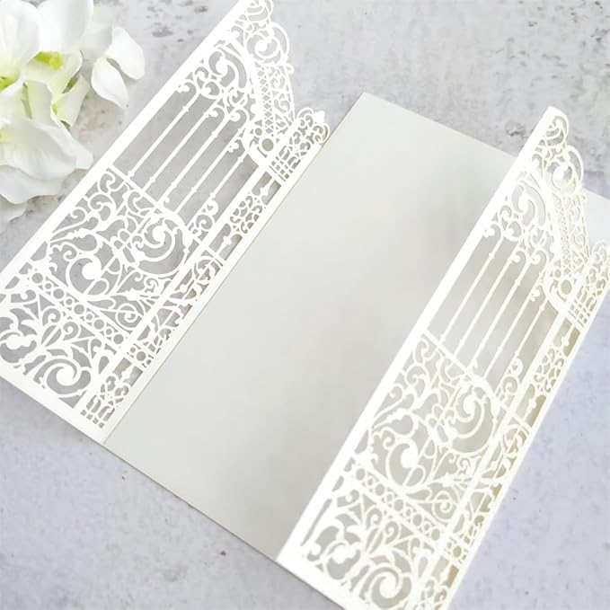 MillaSaw Glitter Ivory Invitation Card by MillaSaw