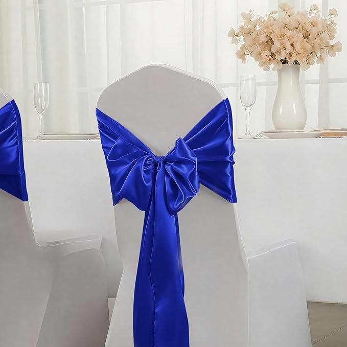 SHEJIZE 20 Pack Royal Blue Satin Table Runner 12x108 Inches Long, Bright Silky - Image 7
