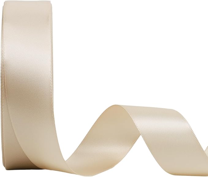 LaRibbons Nude Satin Ribbon 1 Inch 25 Yards Double Faced Silk Ribbon by LaRibbons