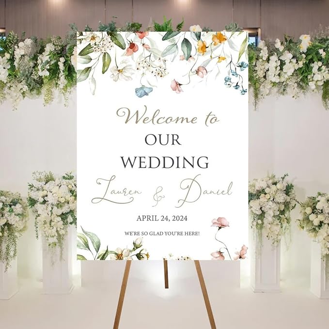 Welcome To Our Wedding Sign, Personalized Wedding Welcome Sign, Wildflower by Unknown