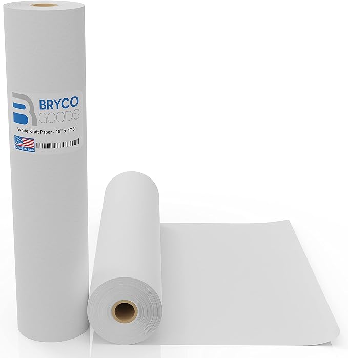 Bryco Goods 18”x2100” White Kraft Paper Roll by BrycoGoods