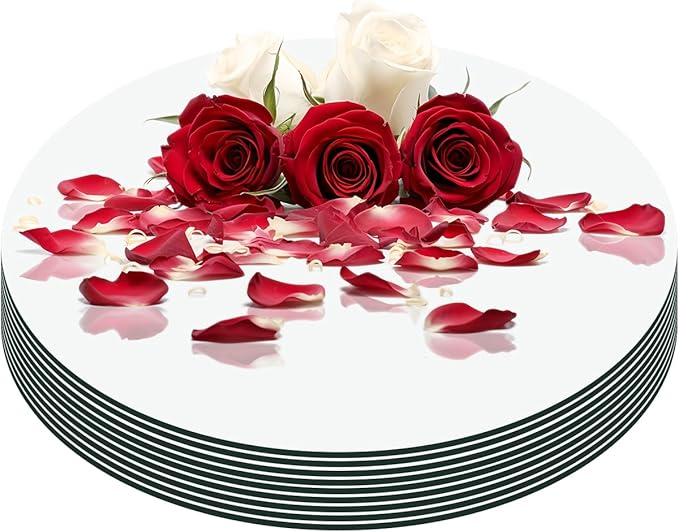 9PCS Round Mirrors for Centerpieces, 12 Inch Acrylic Mirrors Candle Plate by LUDEOU