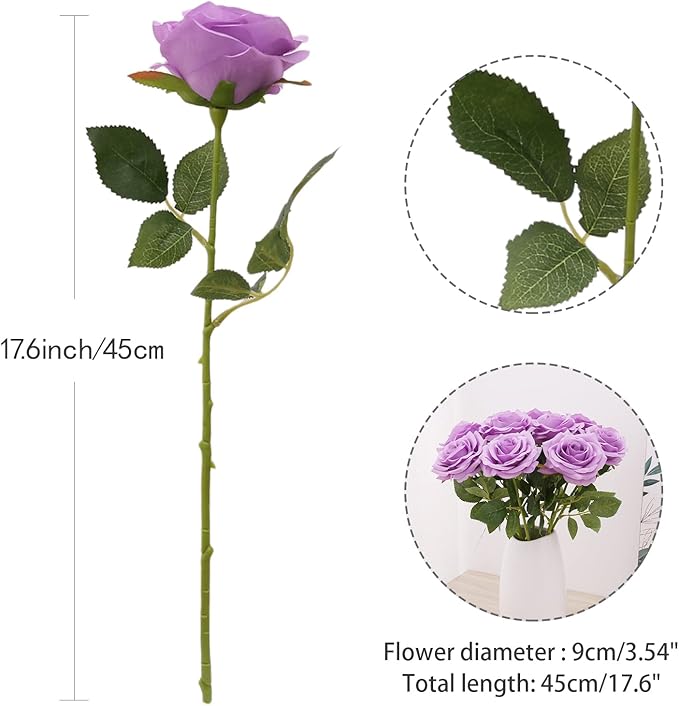 Artificial Rose 10pcs Open Flower Bouquet Faux Rose Stems - Image 3