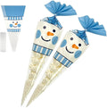 EKAPACKAGING 50Pcs 7x15 Inches Snowman Print Cone Shaped Treat Bags by EKAPACKAGING