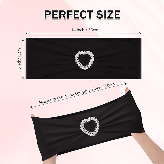 Howhic Pack of 30 Spandex Chair Sashes Bows Stretch Chair Cover Band - Image 2