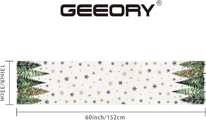 GEEORY Christmas Table Runner 13x60 Inch, Xmas Tees Snowflakes Holiday - Image 7