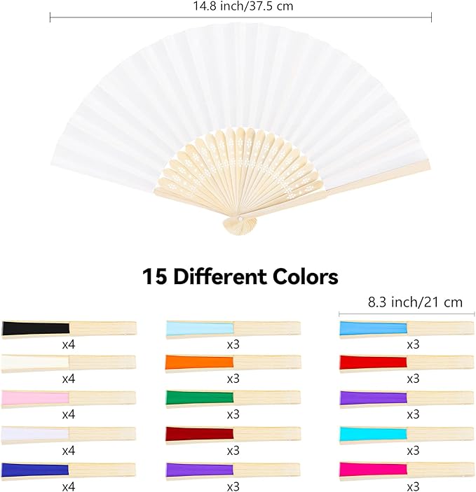 MCEAST 50 Pieces Silk Folding Fan - Image 2