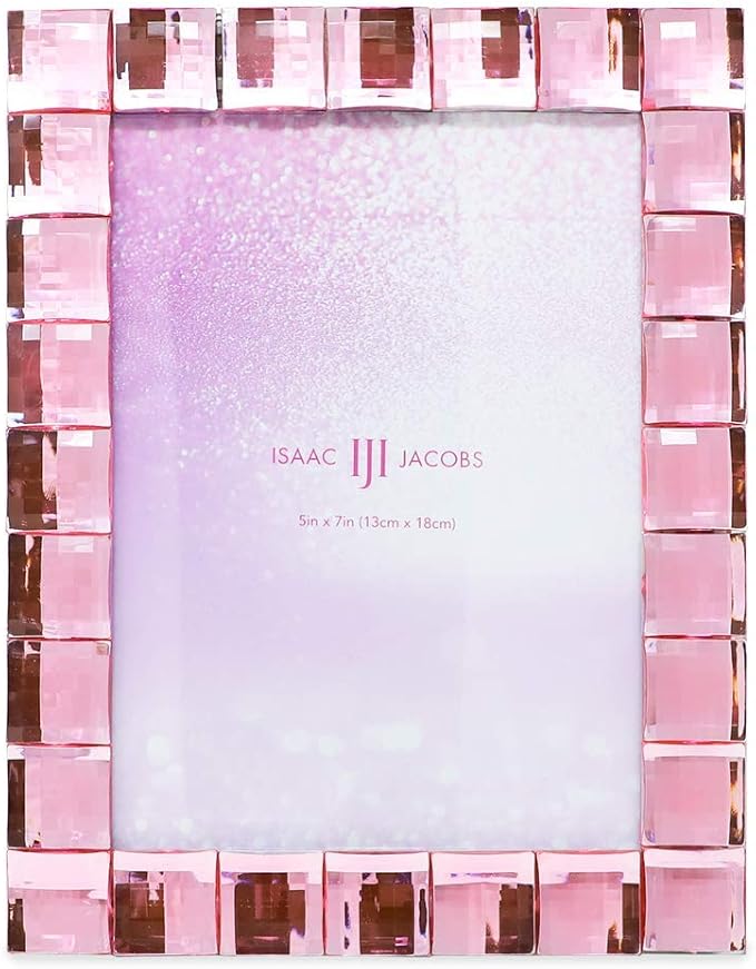 Isaac Jacobs Decorative Sparkling Light Pink Jewel Picture Frame, Photo Display - Image 2