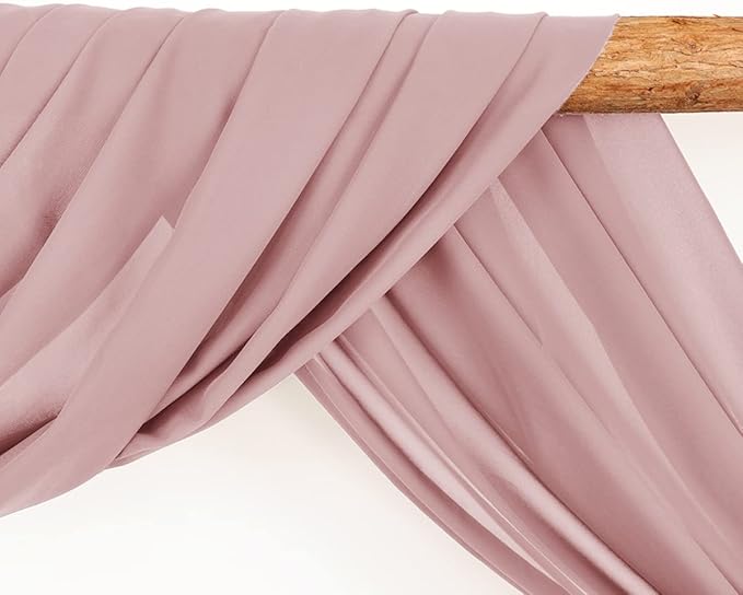 Wedding Arch Draping Fabric 2 Panels 30'' x 18FT Dusty Rose Sheer Chiffon Arch - Image 3