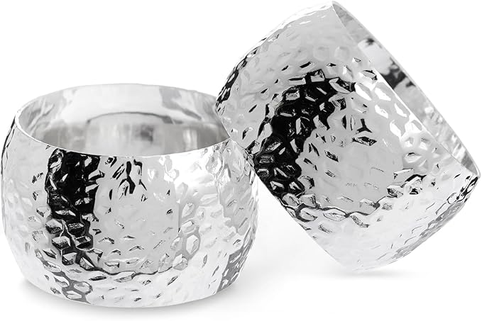 Farmlyn Creek Silver Napkin Rings Set of 12-1.8 in Round Polished Zinc - Image 8