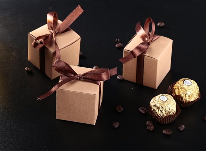 AWELL Kraft Gift Candy Box Bulk 2x2x2 inches - Image 6
