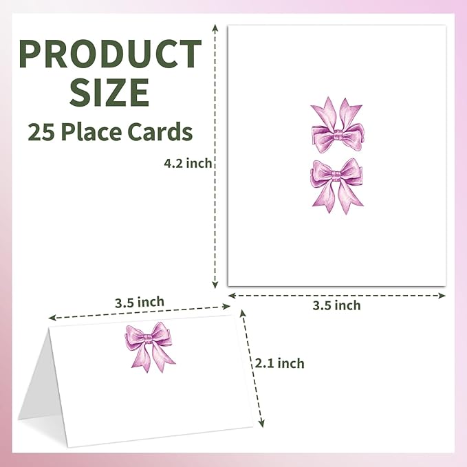 25 Purple Bow Place Cards for Table Seating, Watercolor Wedding Name Place Card - Image 2