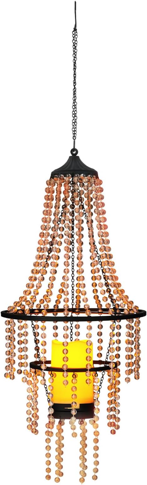 Battery Operated Hanging Chandelier Outdoor Indoor, 28” Modern Acrylic Crystal - Image 2