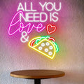 All You Need Is Love & Taco Custom Mexican Restaurant LED Neon Sign Night Light by BELISAMA