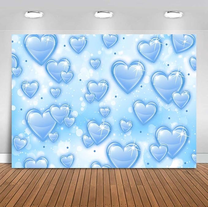Sensfun 10x7ft Light Blue Heart Backdrop Early 2000s Party Decorations Old - Image 4