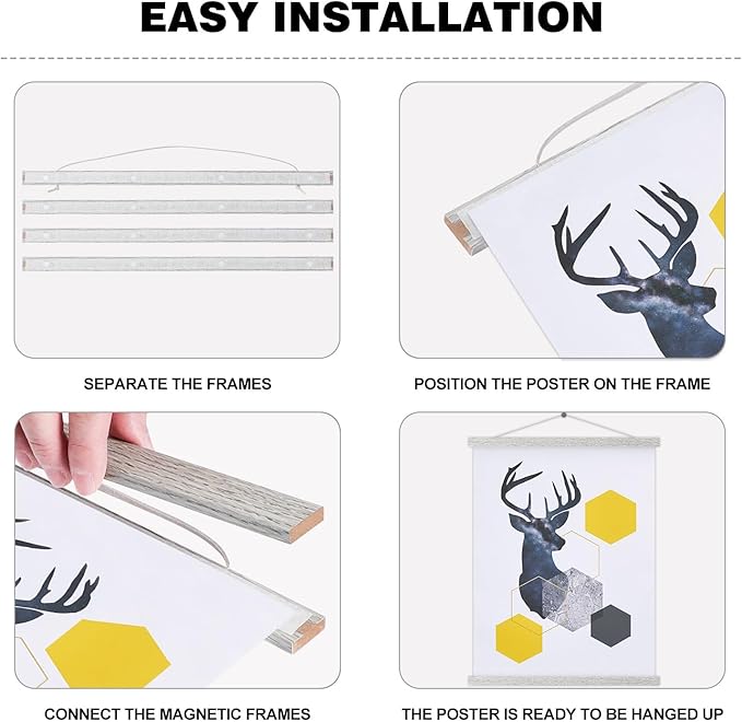 Magnetic Poster Hanger, 24x36 24x18 24x32 Poster Frame Wood Wooden Magnet Print - Image 5