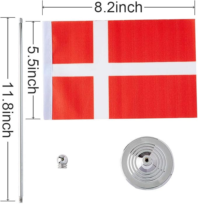 Denmark Flag Danish Flags, Small Mini Danish Desk Flag, Used - Image 2