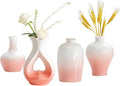 Small Ceramic Vases Decorative 4pcs Pink-White Modern Farmhouse Vase Pottery by Esmiome