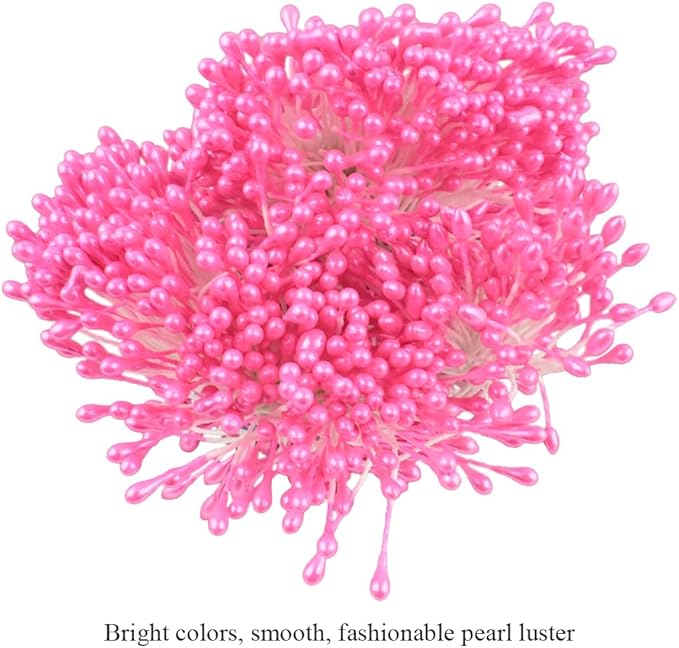 HAHIYO 700Pcs 3mm Dark Pink Pearl Double Head Flower Stamen Pistil - Image 3
