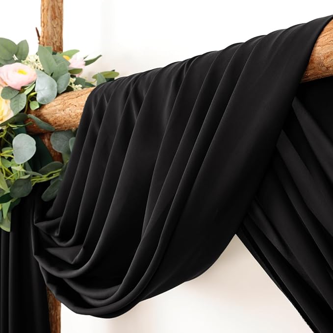 Wedding Arch Draping Fabric 2 Panels 30'' x 18FT Black Sheer Chiffon Arch - Image 2